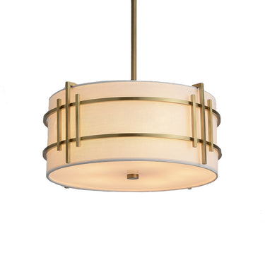 Warm Brass Pendant Light with White Shade